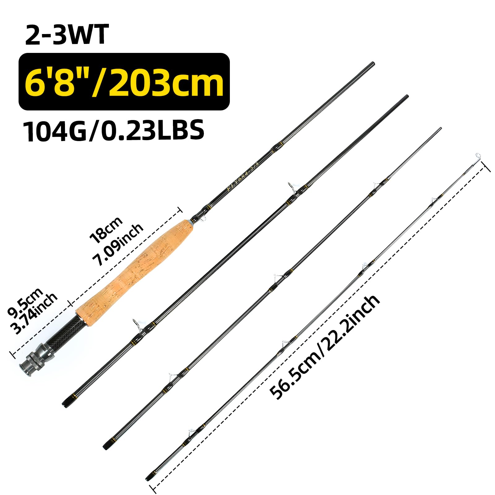 Amazon | フライフィッシングロッド 6フィート8インチ 2-3wtまたは7